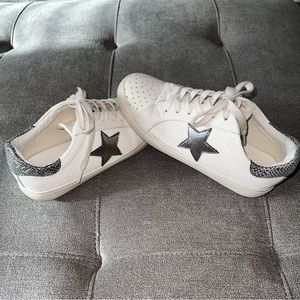 White and Silver Star Sneakers